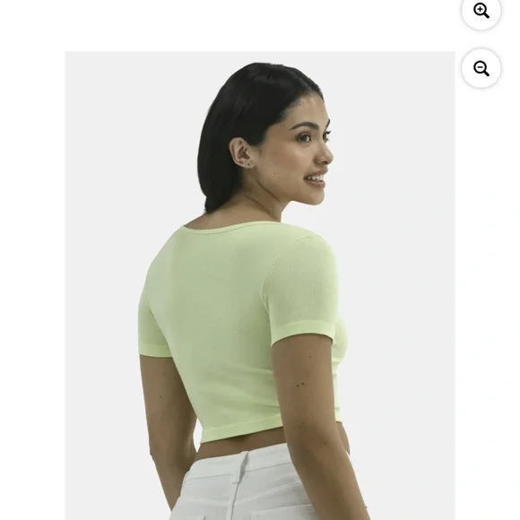 No Boundaries Light Green Ribbed Crop Top XS (0-2) - Picture 3 of 6
